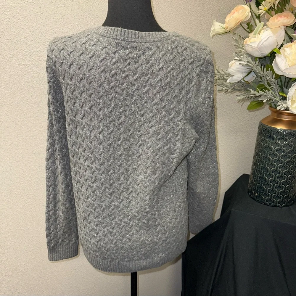 Croft & Barrow Gray Cable Knit Sweater XL Cozy Classic Fall Winter - Picture 3 of 8
